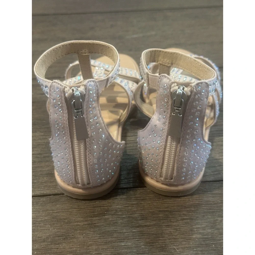 Cat & Jack Girls Pink Gladiator Sandals Rhinestones Sz 13 Summer School Dressy